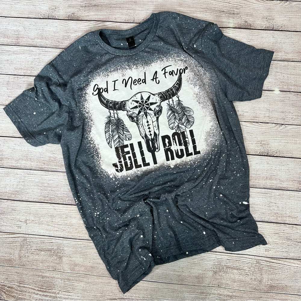 Women's God I Need A Favor Country Music Western Bleached‎ Graphic Tee Shirt